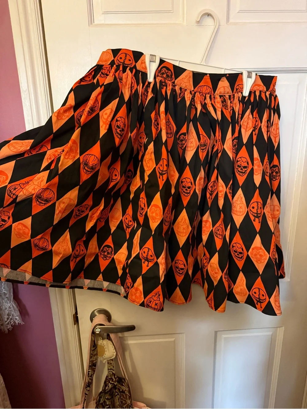 Vixen by Micheline Pitt Trick R Treat Halloween Harlequin Skater Skirt Size 2XL - Picture 4 of 5